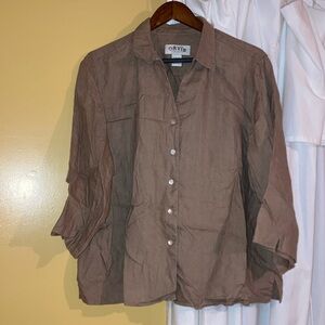 Orvis linen shirt/jacket in rich brown